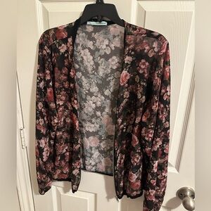 COPY - Maurices Floral Sheer Bomber Jacket - Size Large
